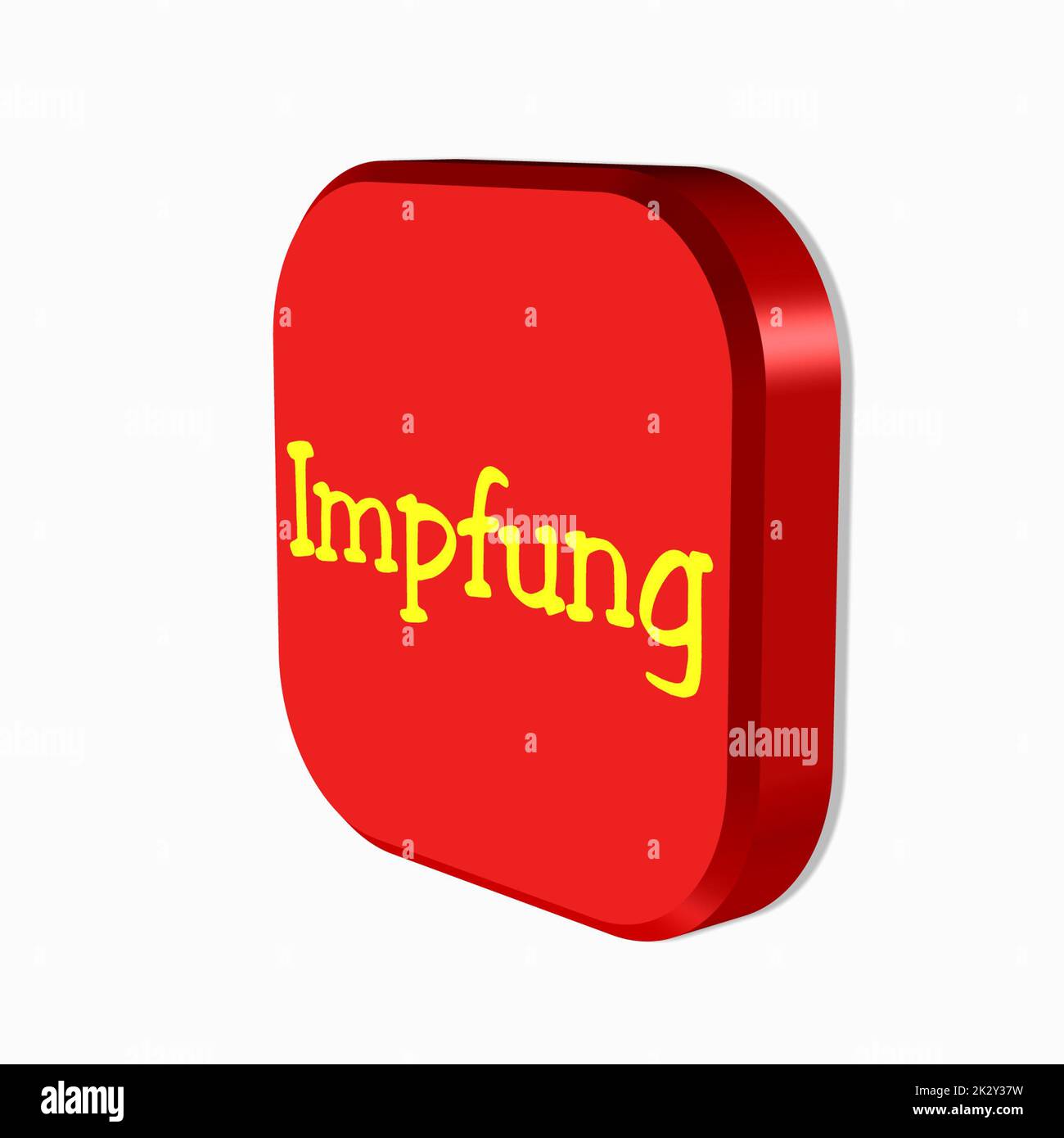 'Impfung' = 'vaccinazione' - parola, lettere o testo come illustrazione 3D, rendering 3D, computer graphics Foto Stock
