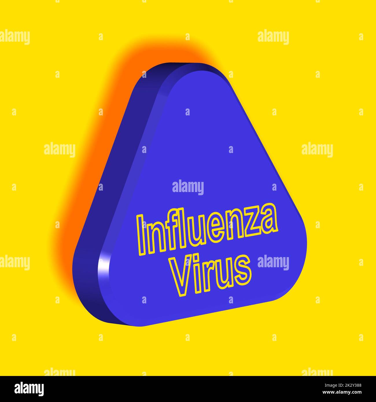 'Influenzavirus' = 'influenza virus' - parola, lettere o testo come illustrazione 3D, rendering 3D, computer grafica Foto Stock