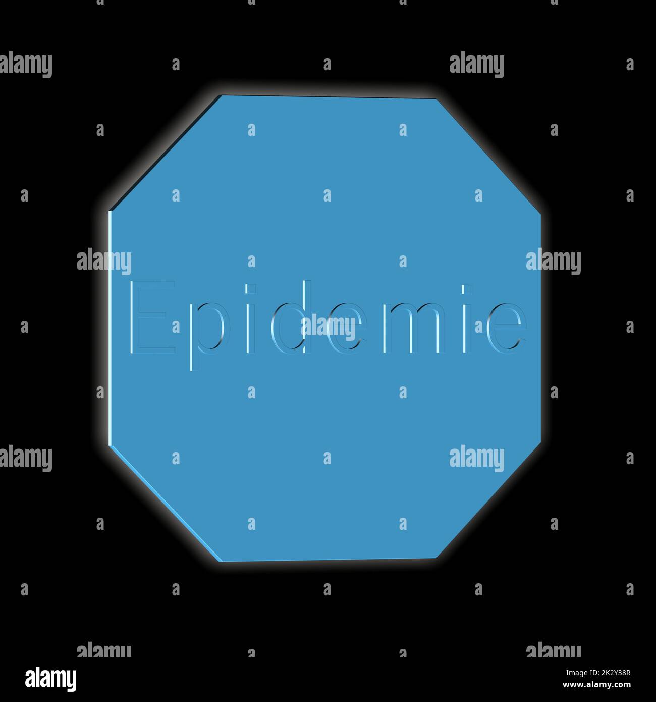 'Epidemie' = epidemia - parola, lettere o testo come illustrazione 3D, rendering 3D, computer grafica Foto Stock