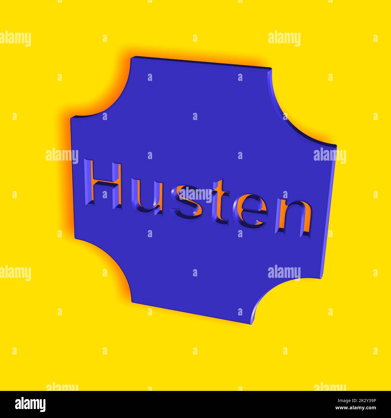 'Husten' = 'tosse' - parole, lettere o testo come illustrazione 3D, rendering 3D, grafica per computer Foto Stock