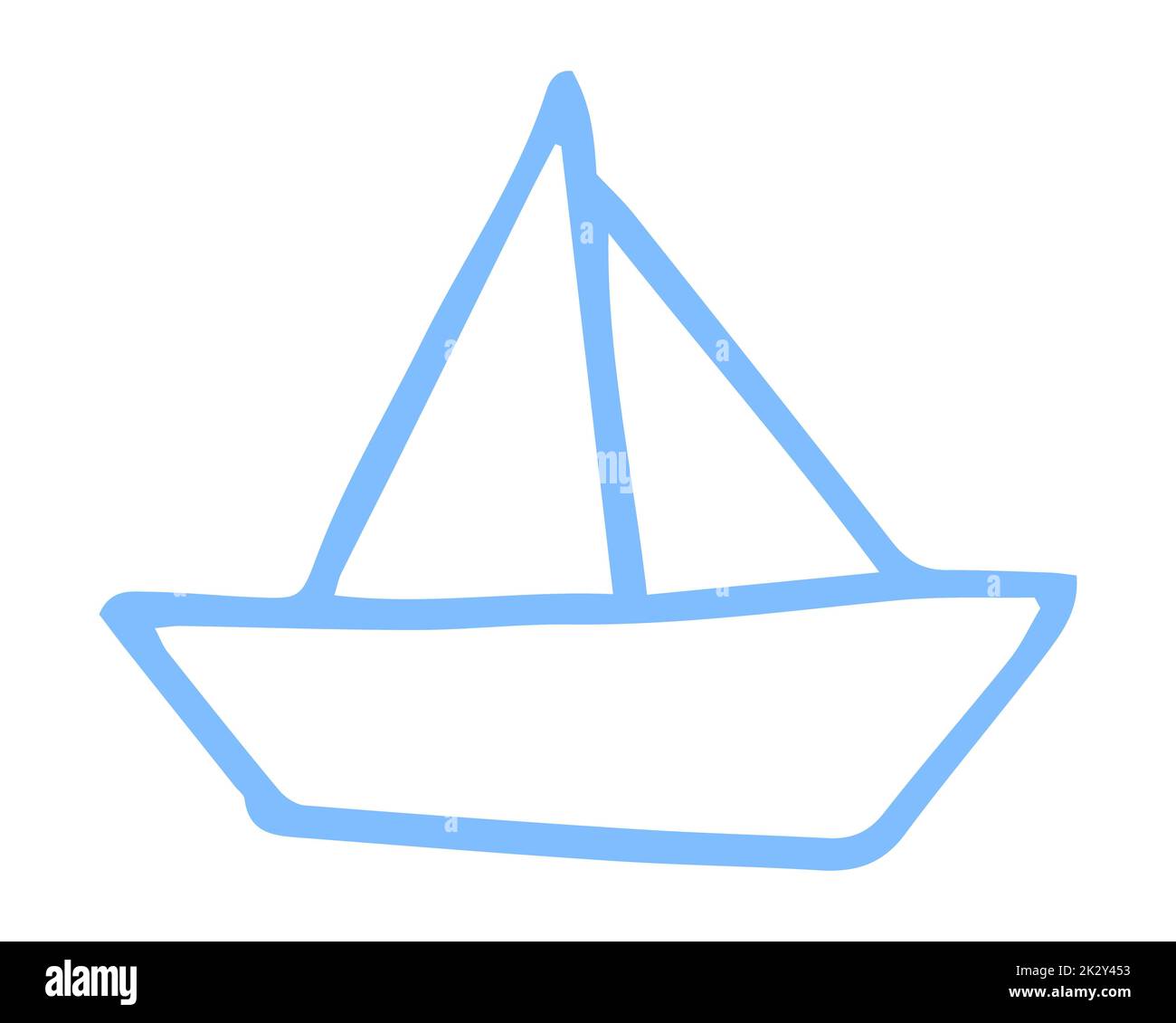 Barca a vela dipinta a mano con pennello Foto Stock