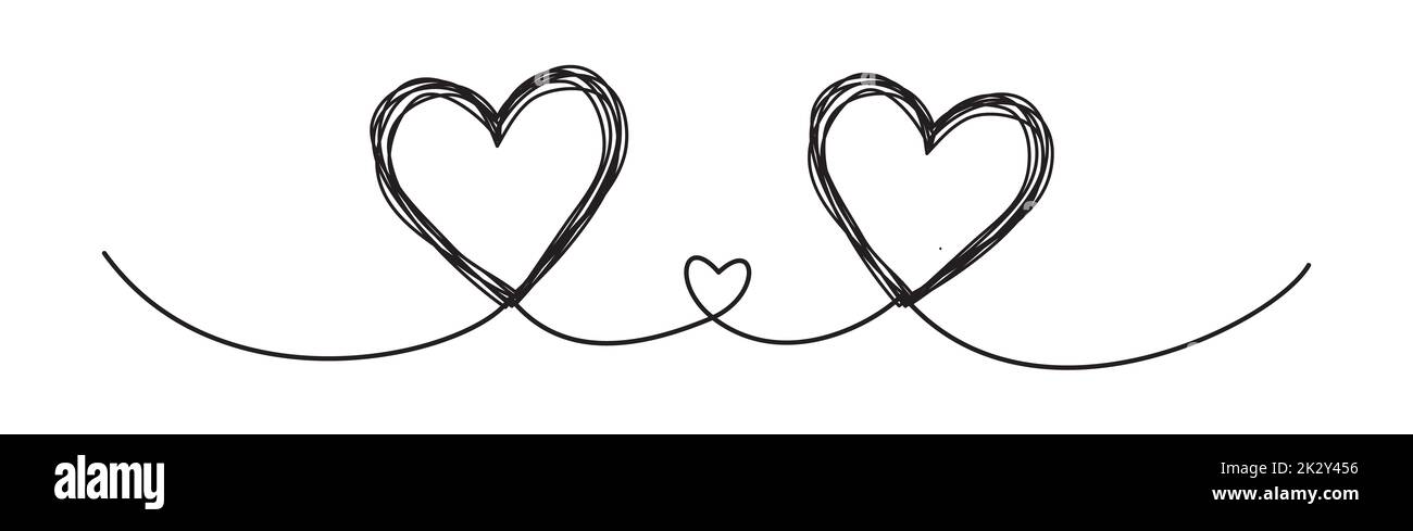 Banner con grungy grungy cuore scribbles isolato su sfondo bianco Foto Stock