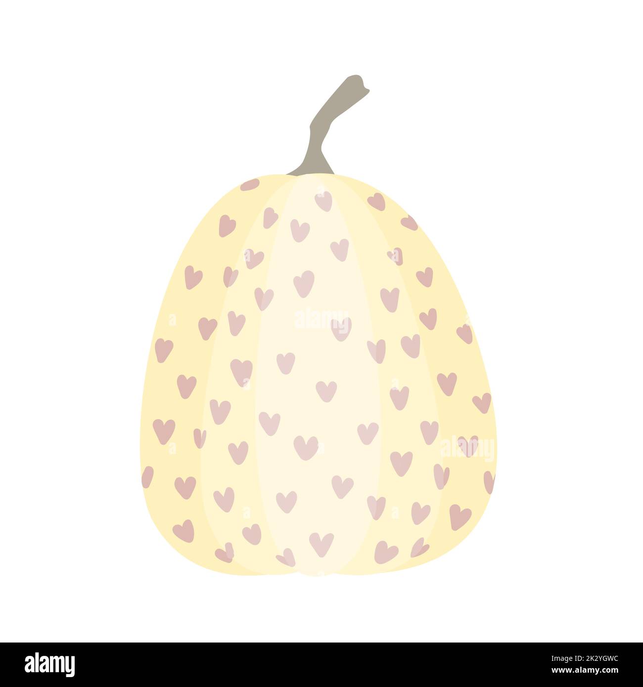 Carino zucca isolata con ornamento di doodle. Illusione vettoriale piatta. Halloween o simbolo del giorno del Ringraziamento Illustrazione Vettoriale