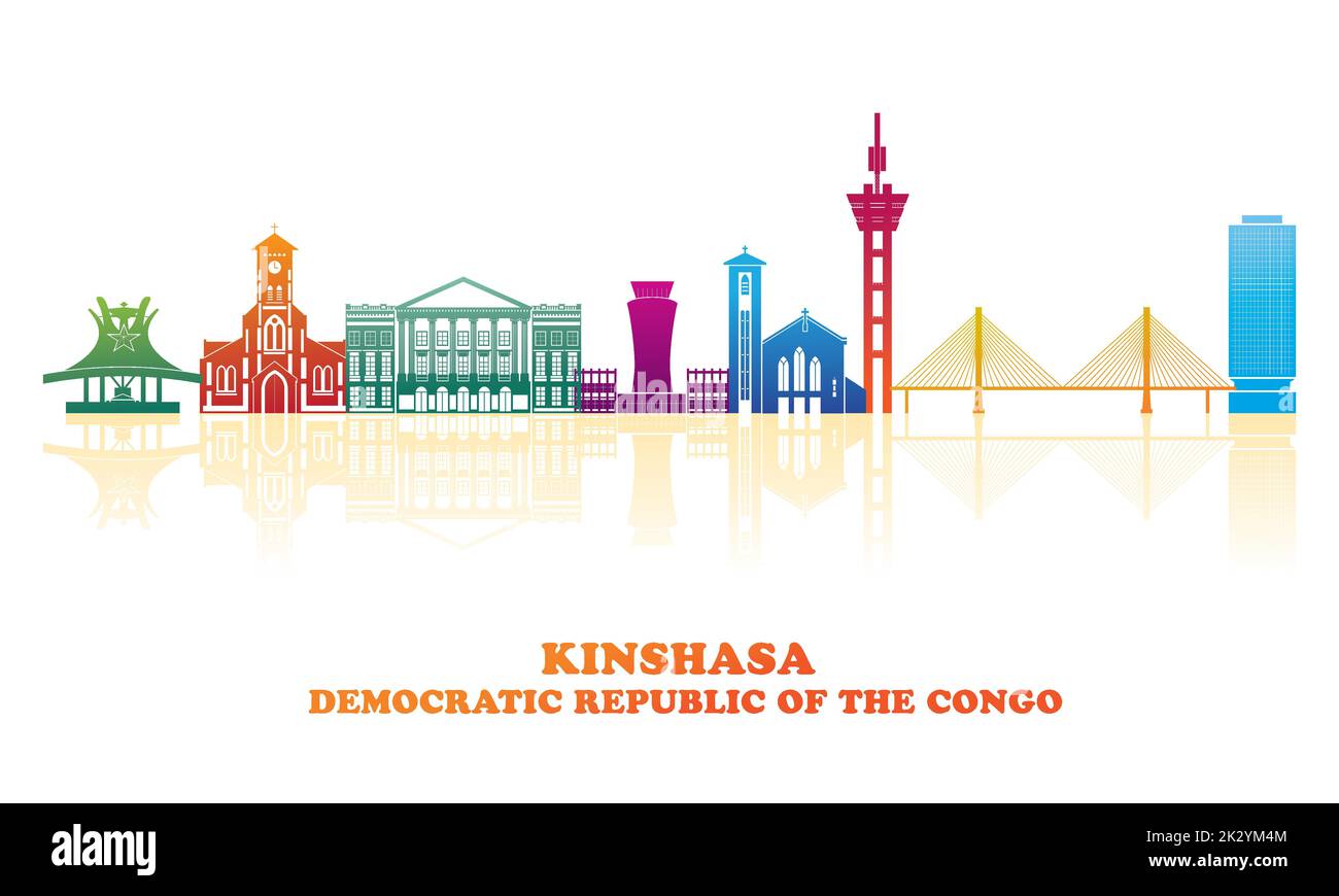 Panorama a colori di Kinshasa, Repubblica Democratica del Congo - illustrazione vettoriale Illustrazione Vettoriale