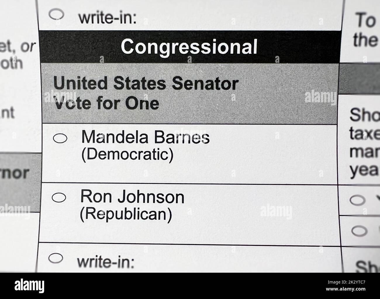 Madison, Wisconsin / USA - 23 2022 settembre: Uno smarcato 2022 elezioni del Senato del Wisconsin voto da vicino. Foto Stock