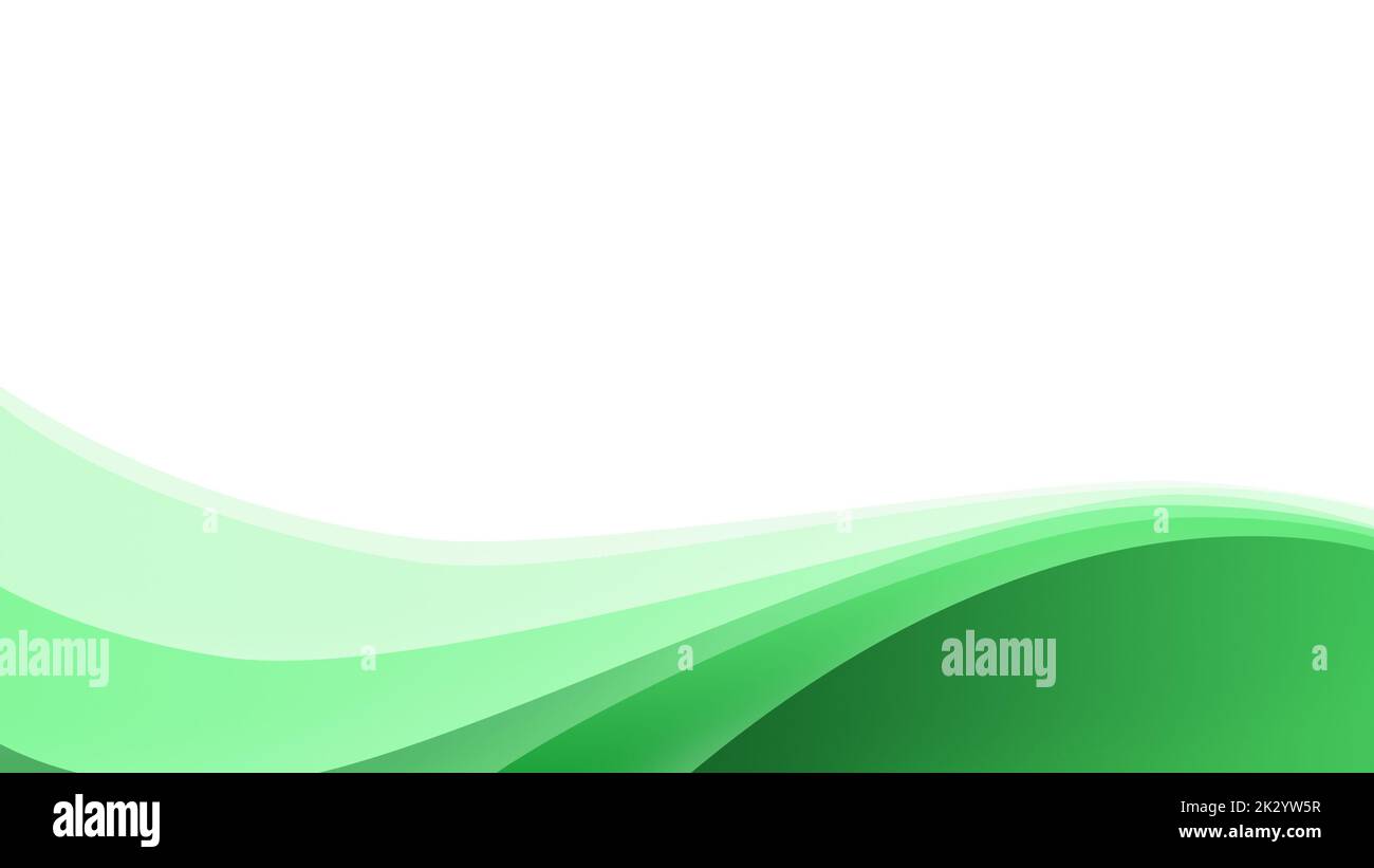 Forma d'onda dell'oceano fatta di semplici linee verdi chiare e verdi ondulate sul bianco. Semplice sfondo verde astratto con spazio di copia. risoluzione 4k. Foto Stock