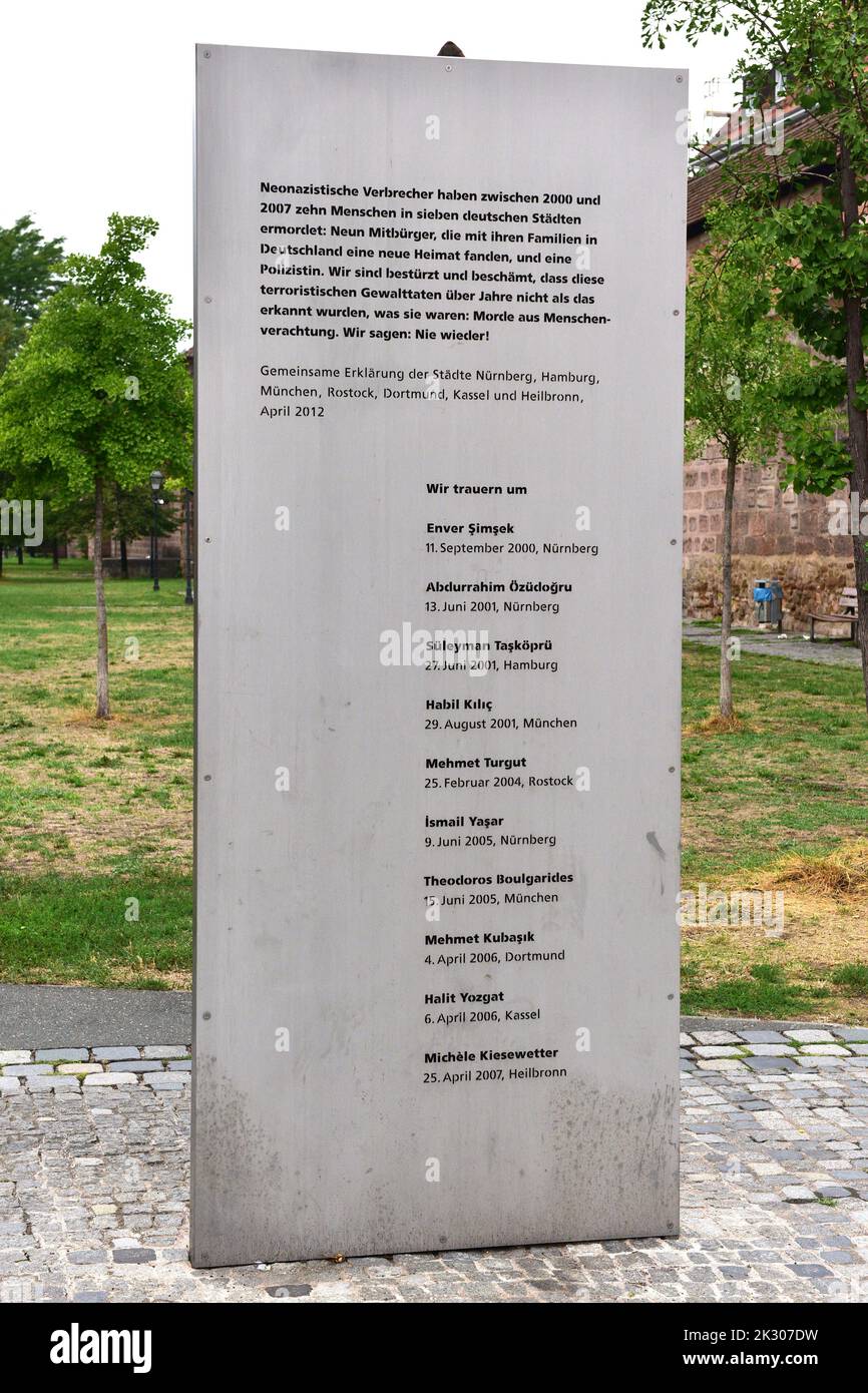 A volte per le dieci vittime della NSU (National Socialist Underground) a Norimberga Foto Stock