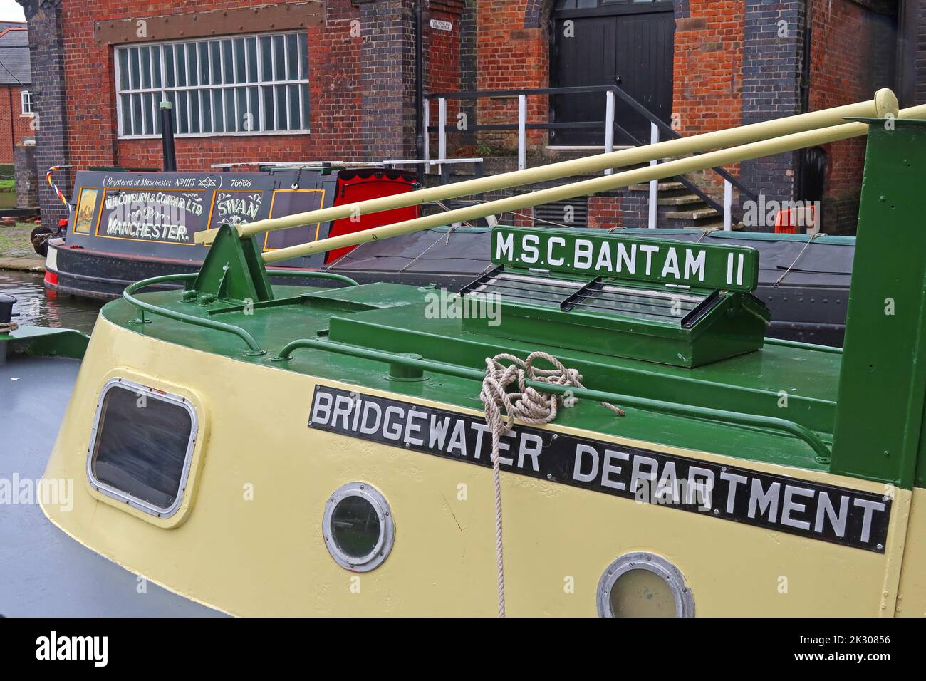 Il MSC Bantam II, MSCC Bridgewater Canal reparto di manutenzione barca, costruito da E.C. Jones & Son, Brentford Lighterage Tug precedentemente gestito da MSCC Foto Stock