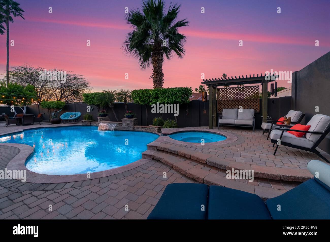 Immobiliare di lusso in arizona con una piscina sul cortile Foto Stock