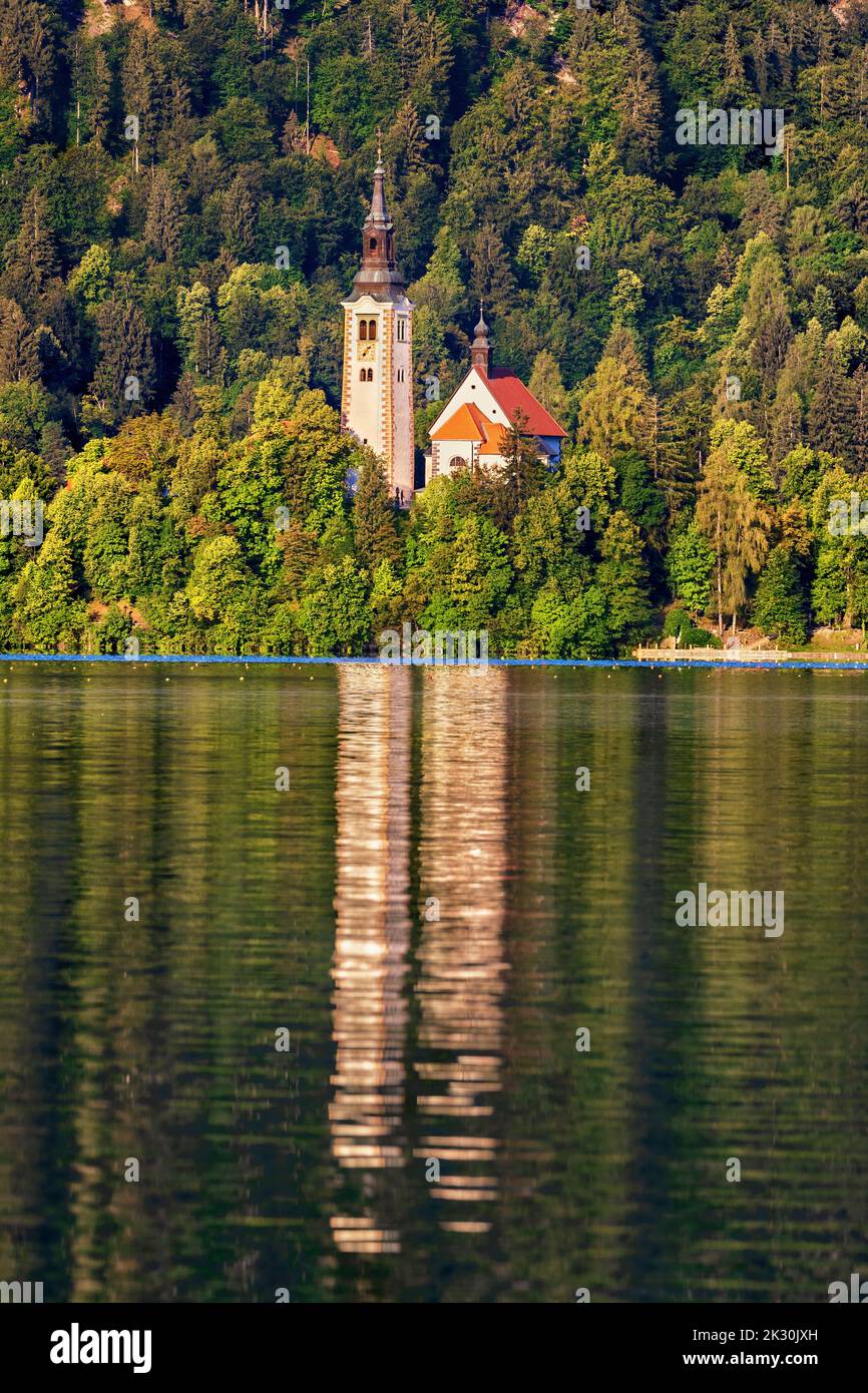 Slovenia, alta Carniola, Chiesa, Chiesa sull'Isola di Bled Foto Stock
