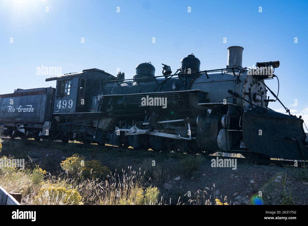 Mostra statica del treno al Royal Gorge Bridge Park nel Colorado meridionale Foto Stock
