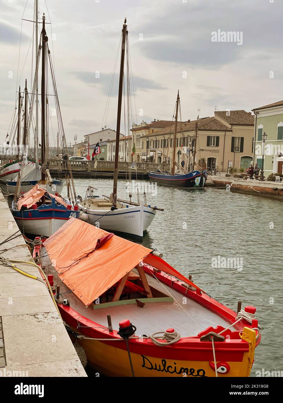 Cesenatico, Italia. Barche storiche a Porto canale. Foto Stock