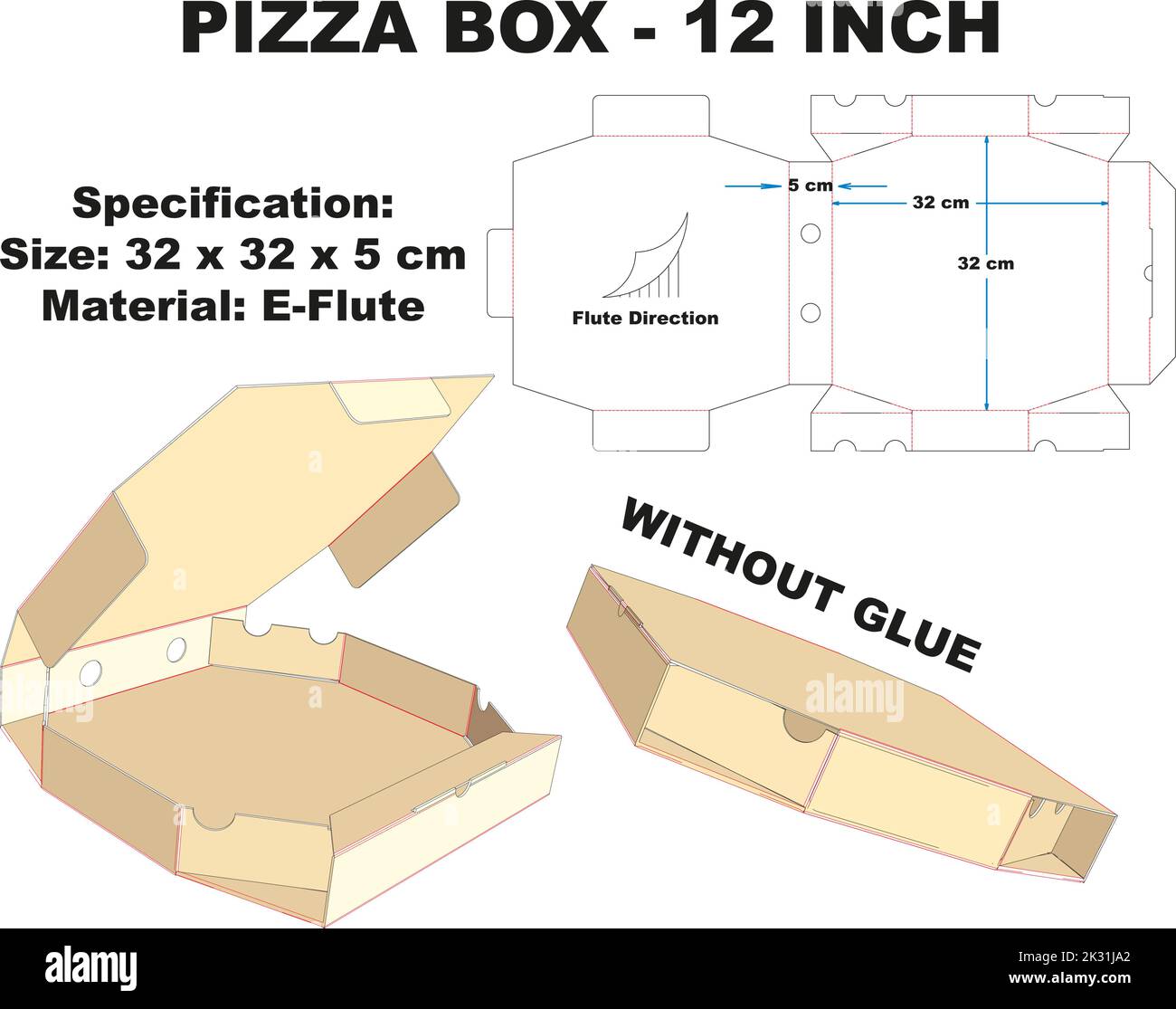 La pizza era molto fresca. Oltre alla sua forma attraente, questa scatola è anche molto semplice e facile da assemblare senza l'uso di colla. Illustrazione Vettoriale