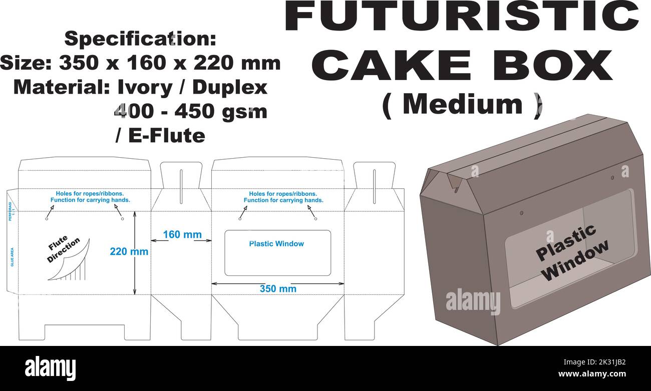 una scatola per torte dalla forma molto attraente, dotata di una finestra sul davanti che la rende ancora più lussuosa Illustrazione Vettoriale