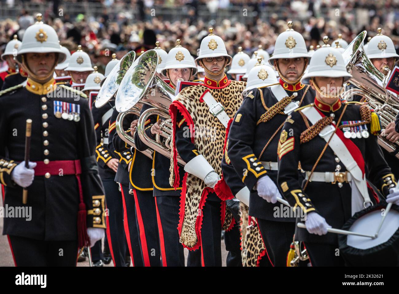 Processione funebre della Regina Elisabetta II a Londra, 22 settembre 2022, Inghilterra, Regno Unito Foto Stock