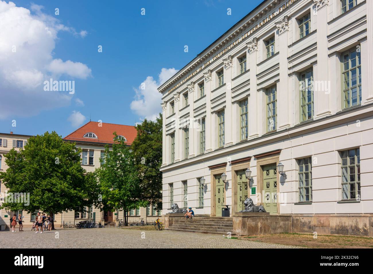 Halle (Saale): Edificio principale Löwengebäude università Martin-Luther-Universität Halle-Wittenberg in , Sachsen-Anhalt, Sassonia-Anhalt, Germania Foto Stock