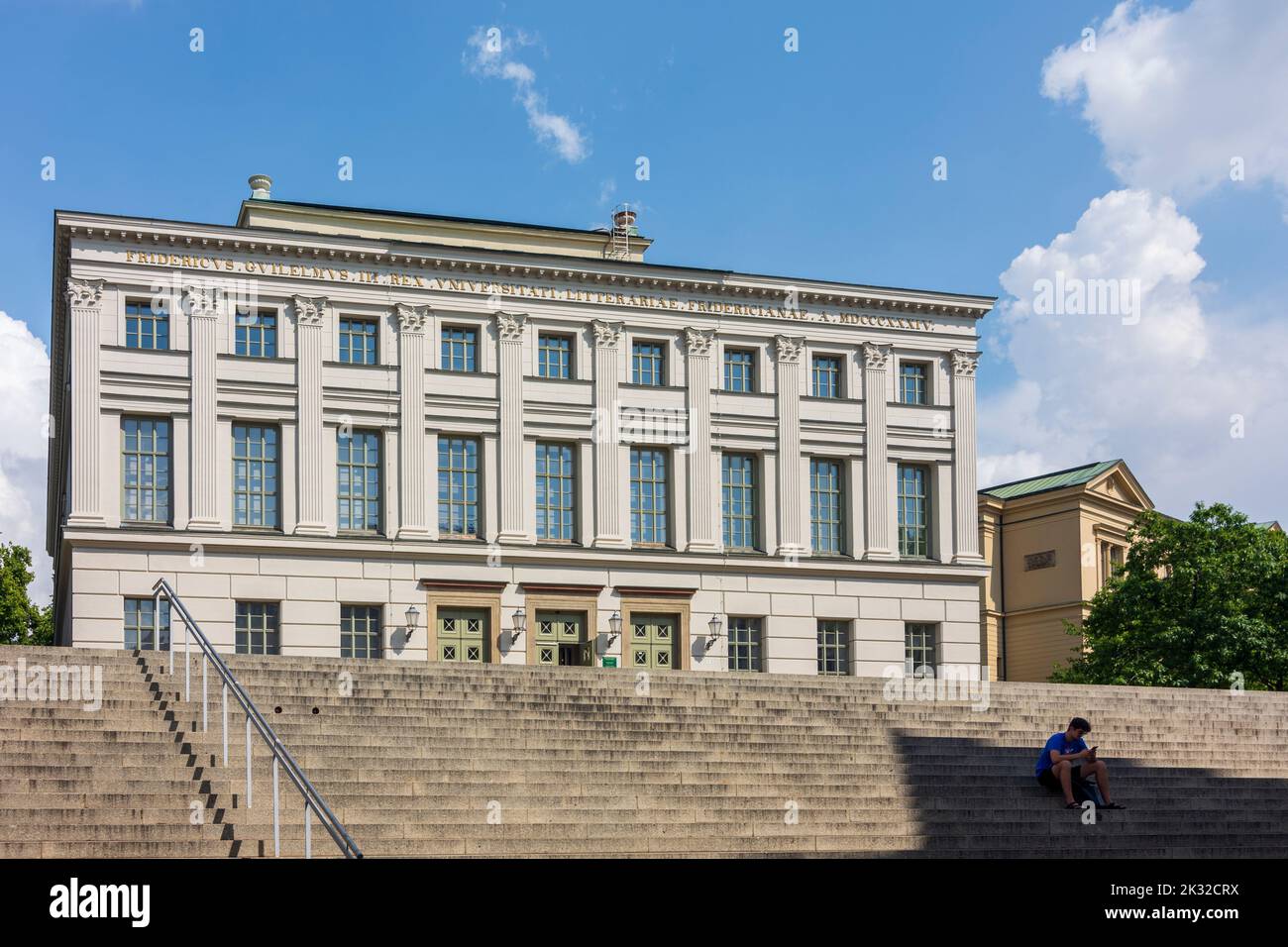 Halle (Saale): Edificio principale Löwengebäude università Martin-Luther-Universität Halle-Wittenberg in , Sachsen-Anhalt, Sassonia-Anhalt, Germania Foto Stock