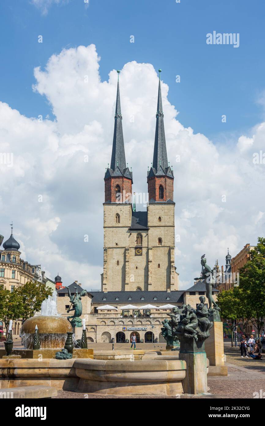 Halle (Saale): Marktkirche Unser Lieben Frauen (Chiesa del mercato di nostra Signora), piazza Hallmarkt in , Sachsen-Anhalt, Sassonia-Anhalt, Germania Foto Stock