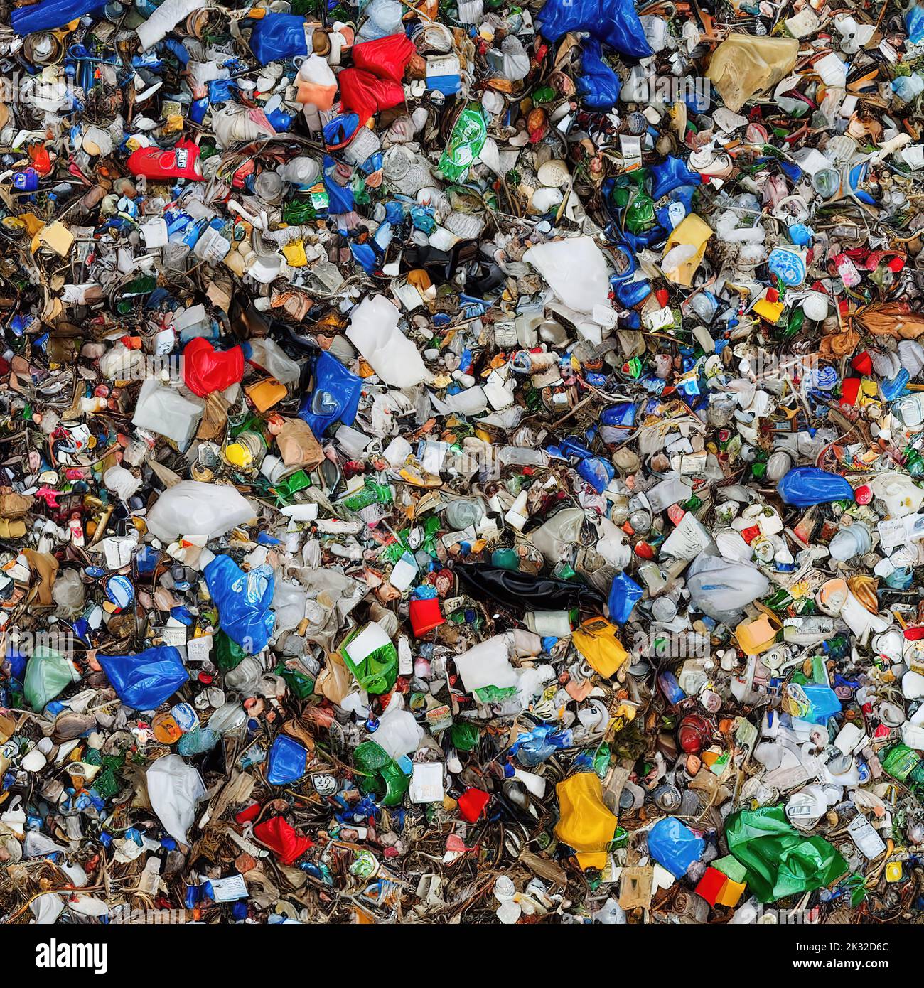 Immagine a tutto schermo di una spazzatura domestica scattata direttamente dall'alto Foto Stock