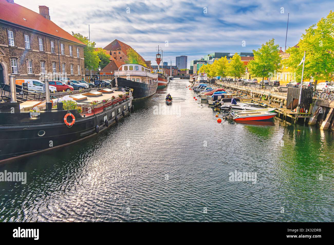 Copenhagen Frederiksholm canale nel centro della città, Danimarca Foto Stock