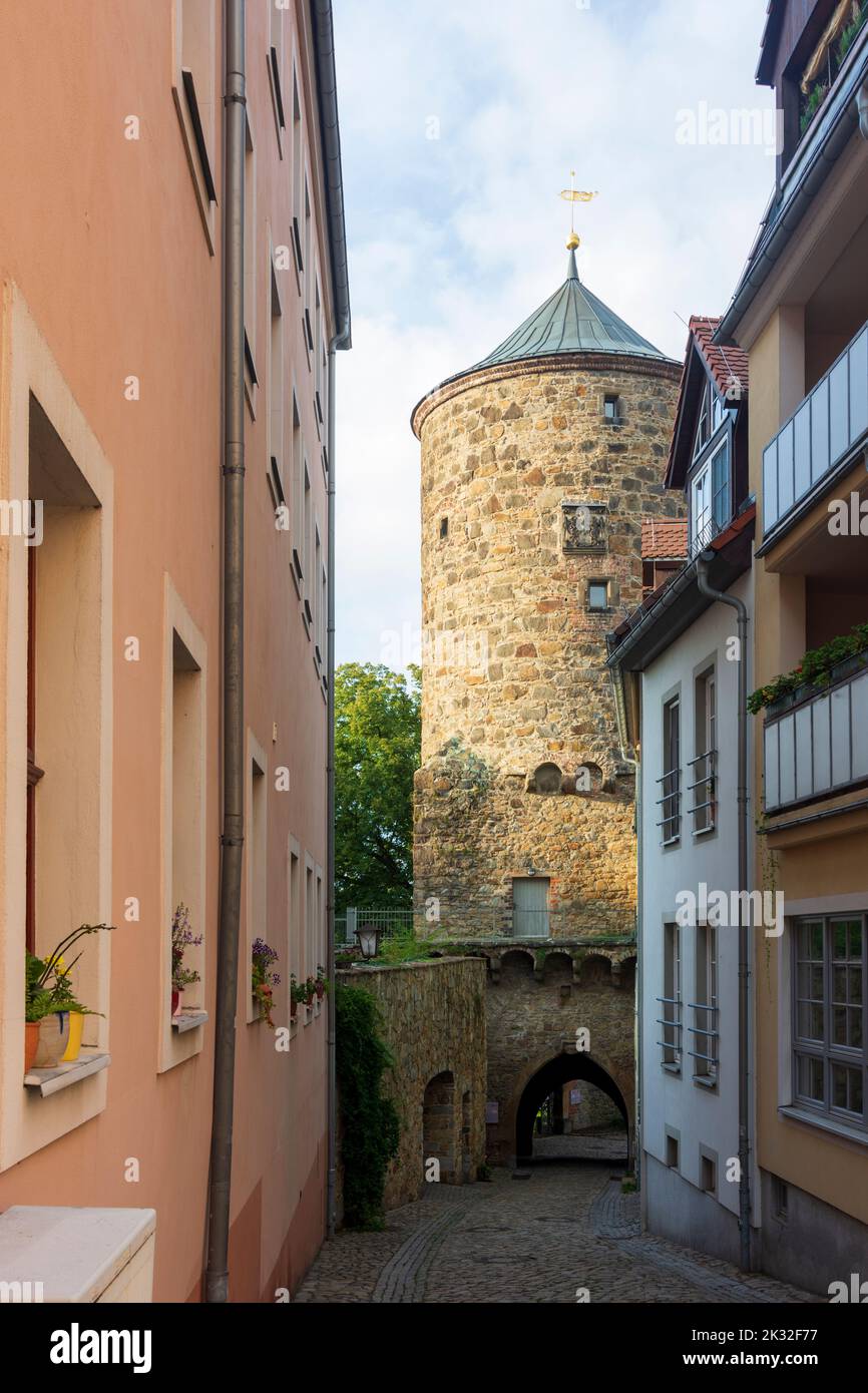 Bautzen: Torre delle mura di Gerberbastei a Oberlausitz, alta Lusazia, Sachsen, Sassonia, Germania Foto Stock