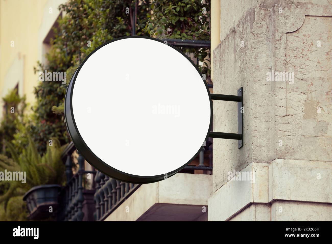 Cartello mockup sulla parete Foto Stock