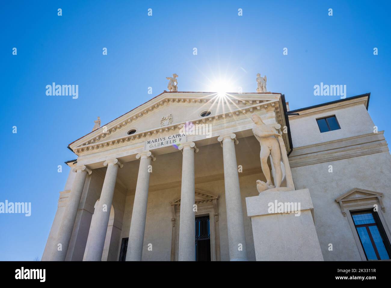 Vicenza, Italia - Agosto 13 2022: Villa la rotonda o Villa Almerico Capra Valmarana dell'architetto rinascimentale Andrea Palladio, parte del mondo UNESCO Foto Stock