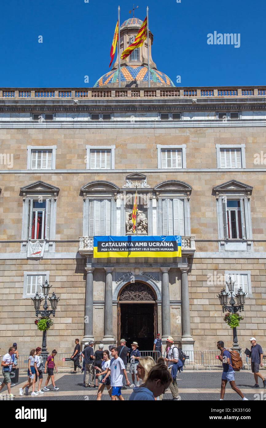 Palau de la Generalitat de Catalunya in Plaza de Sant Jaume, edificio del governo della Catalogna, Barcellona, Spagna Foto Stock