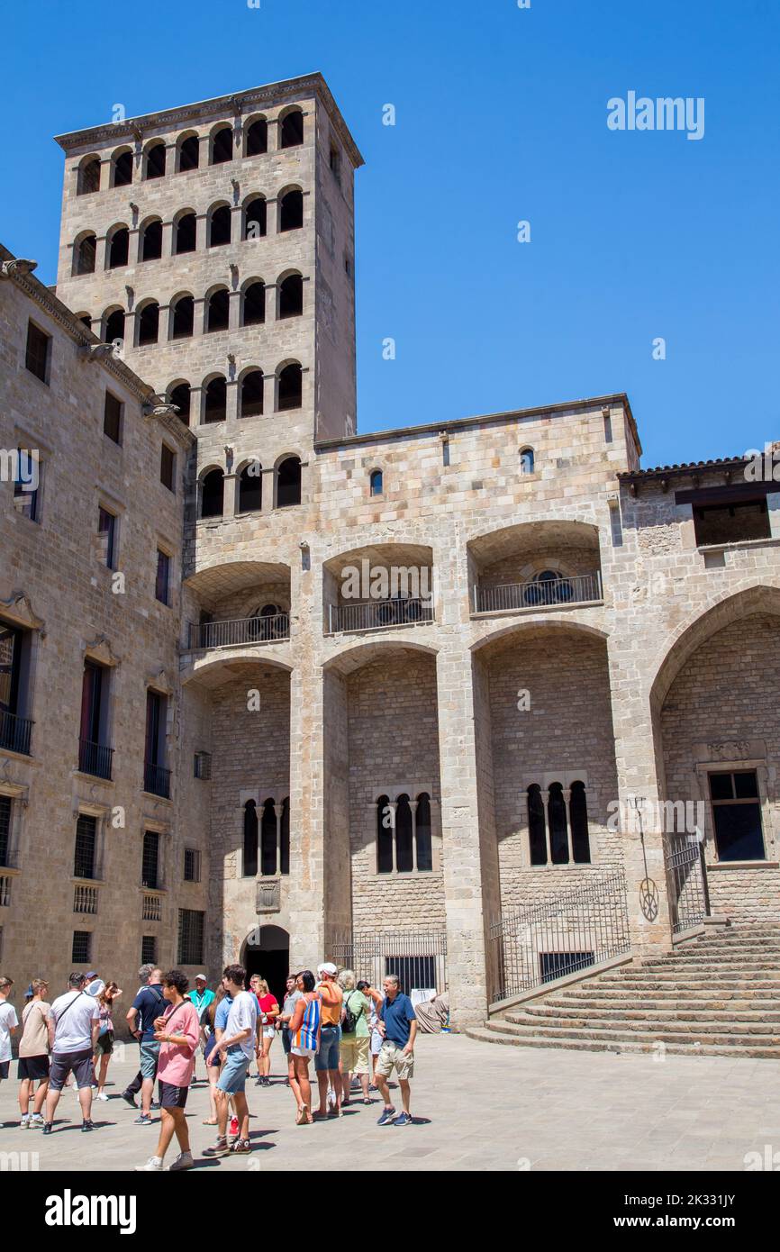 Placa del Rei edificio medievale con museo, Barcellona, Spagna Foto Stock