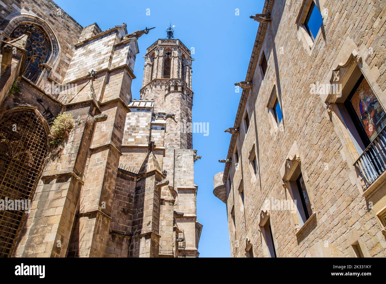 Barcelona Cathedral nel quartiere gotico della vecchia Barcellona, Spagna Foto Stock