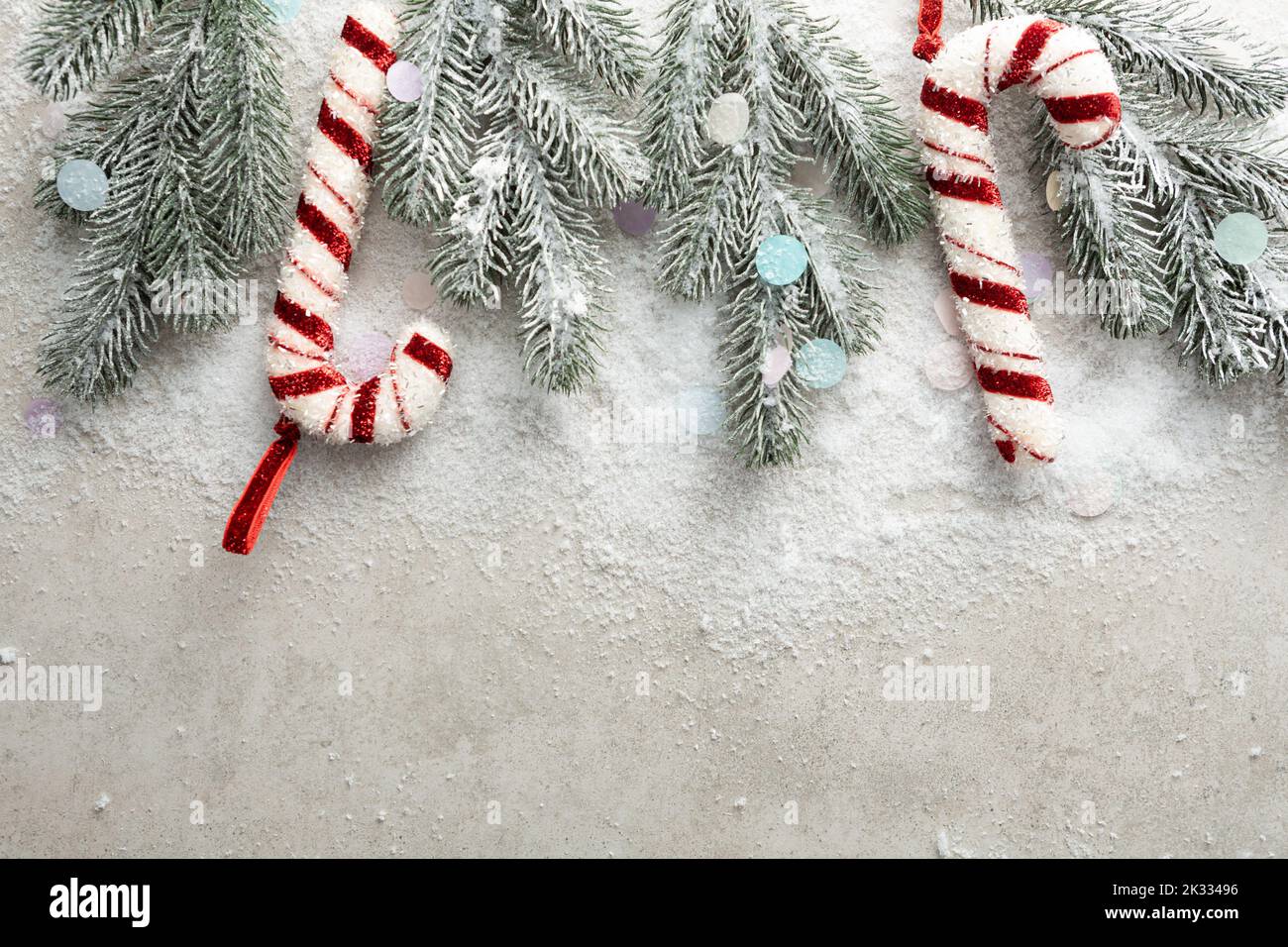 Concetto di Natale copia sfondo dello spazio con rami Foto Stock