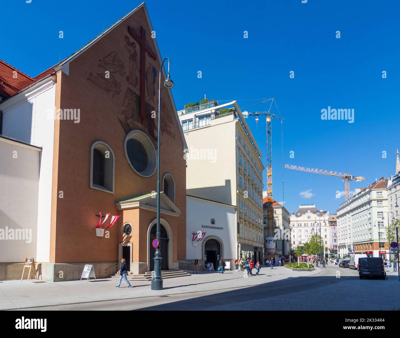 Wien, Vienna: Chiesa dei Cappuccini e Cripta Imperiale in piazza Neuer Markt nel 01. Città vecchia, Vienna, Austria Foto Stock