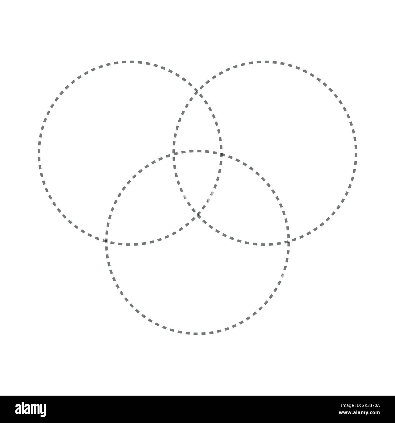 Intersezione di tre gruppi di cerchi. Diagramma Venn di 3 set Illustrazione Vettoriale