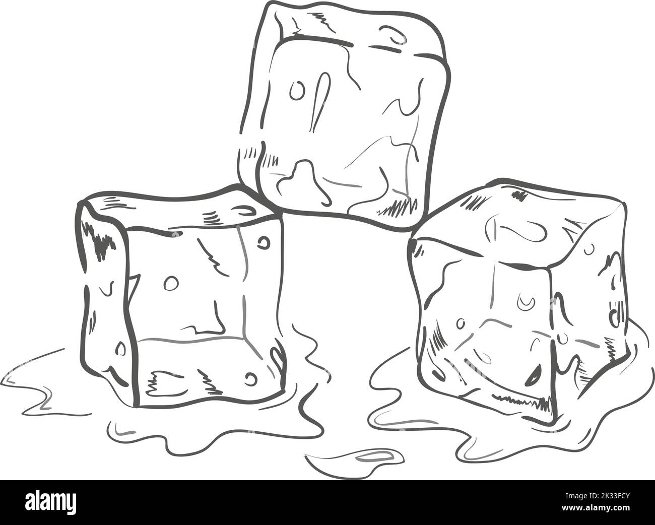 Set di cubetti di ghiaccio da schizzo. Tutti gli elementi separatamente per il progetto. Illustrazione vettoriale Illustrazione Vettoriale