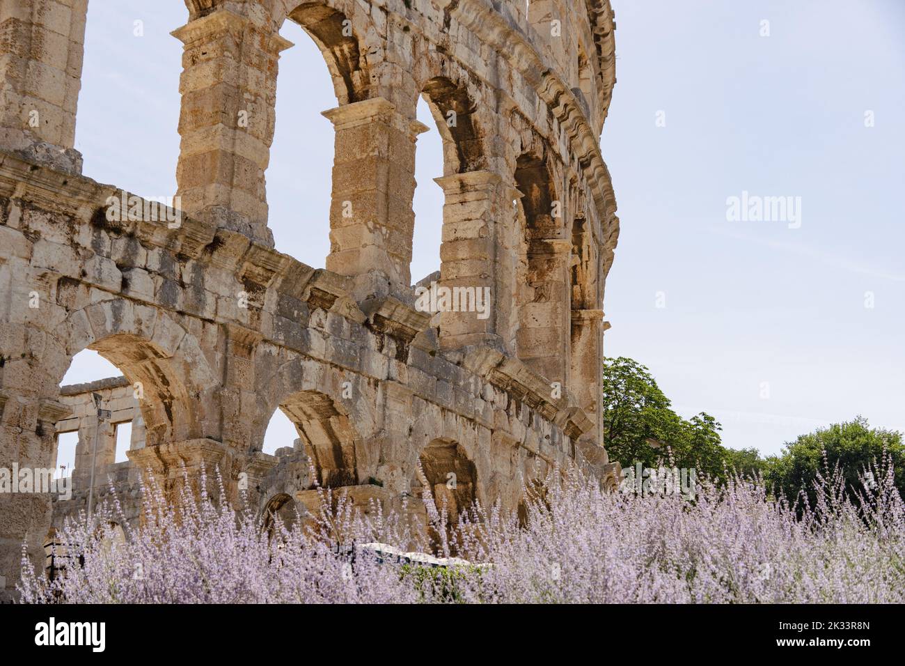 Monumento architettonico Colosseo dell'Antica Roma Foto Stock