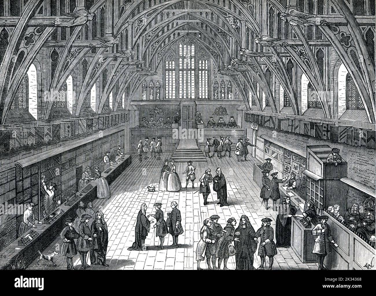 Westminster Hall Interior, Casa del Parlamento 19th ° secolo illustrazione Foto Stock