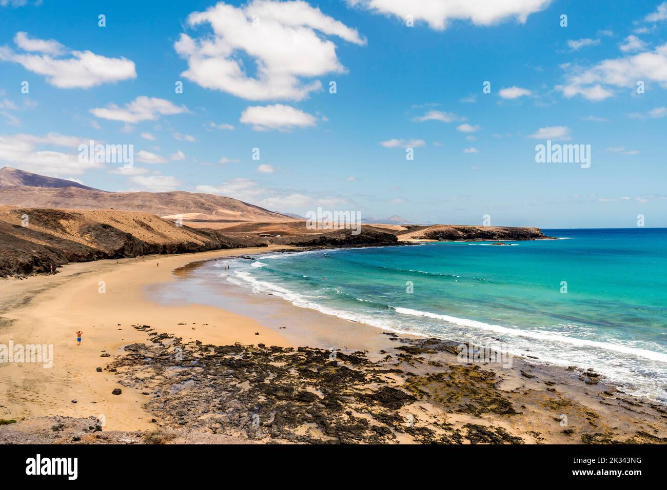 Paesaggio di spiaggia chiamata Caleta del Congrio nel Parco Nazionale di Los Ajaches a Lanzarote, Isole Canarie, Spagna Foto Stock