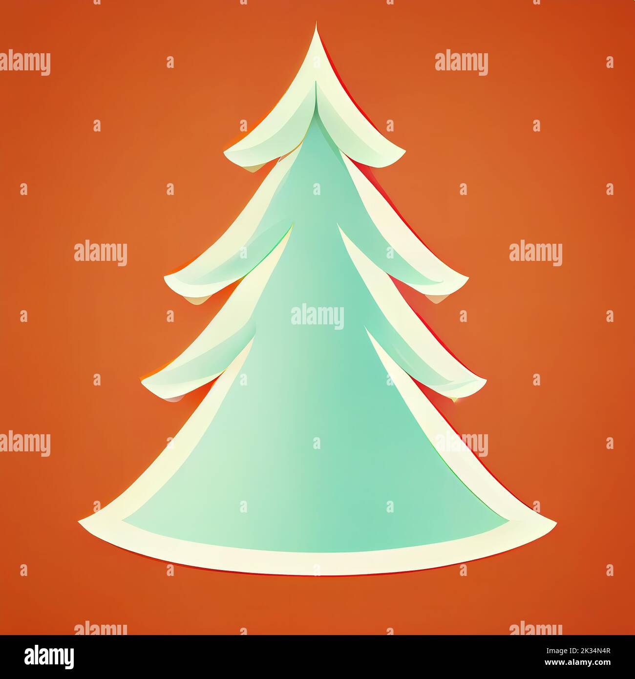 Adesivo albero di Natale. Illustrazione piatta. Illustrazione digitale Foto Stock