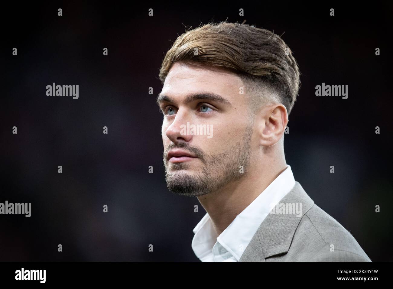 La star di Love Island e l'ex giocatore della lega di rugby Jacques o'Neill arriva ai media dopo il match della finale della Super League 25th di Betfred St Helens vs Leeds Rhinos a Old Trafford, Manchester, Regno Unito, 23rd settembre 2022 (Foto di James Heaton/News Images) Foto Stock