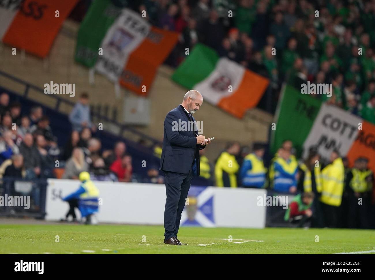 Il manager scozzese Steve Clarke durante la UEFA Nations League Group e Match ad Hampden Park, Glasgow. Data immagine: Sabato 24 settembre 2022. Foto Stock