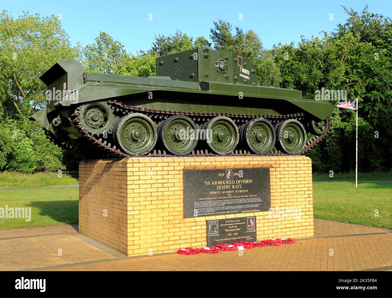 Desert Rats Memorial, 7th Divisione blindata, Tank, WW2, Foresta di Thetford, Norfolk, Inghilterra, Regno Unito 2 Foto Stock