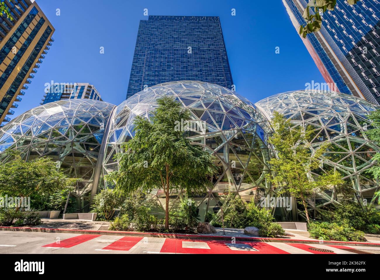 Amazon Spheres presso il campus della sede centrale di Amazon, Seattle, Washington, USA Foto Stock