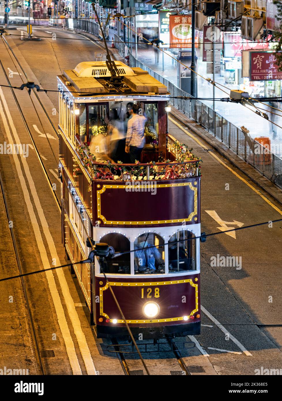I famosi tram di Hong Kong, Hong Kong, Cina. Foto Stock