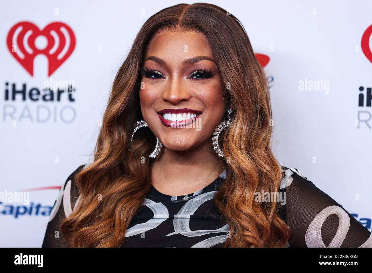 Las Vegas, Stati Uniti. 24th Set, 2022. LAS VEGAS, NEVADA, USA - 24 SETTEMBRE: Drew Sidora si presenta nella sala stampa al 2022 iHeartRadio Music Festival - Night 2 tenutosi presso la T-Mobile Arena il 24 settembre 2022 a Las Vegas, Nevada, Stati Uniti. (Foto di Xavier Collin/Image Press Agency) Credit: Image Press Agency/Alamy Live News Foto Stock