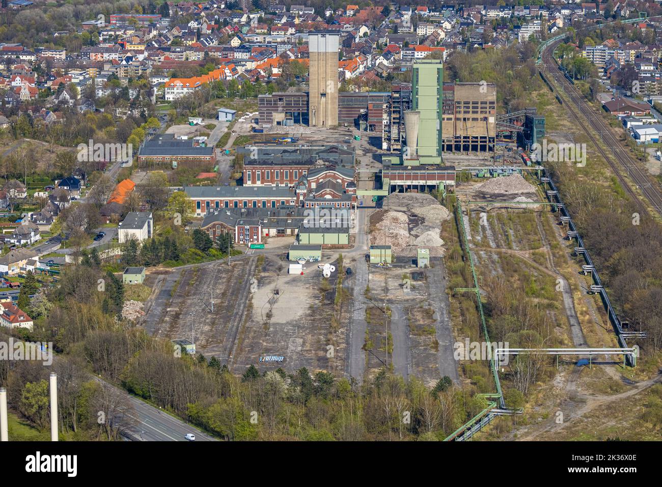 Veduta aerea, decostruzione della miniera di Westerholt, ex miniera DSK Lippe, Westerholt, Herten, Ruhr, Renania settentrionale-Vestfalia, Germania, DE, Europa, Foto Stock