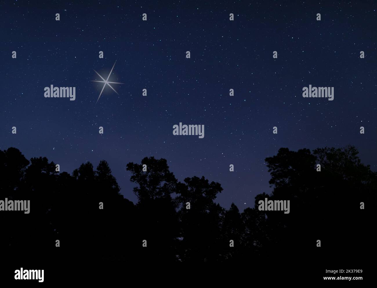 Stella luminosa nel cielo per le vacanze vicino a Raeford North Carolina Foto Stock