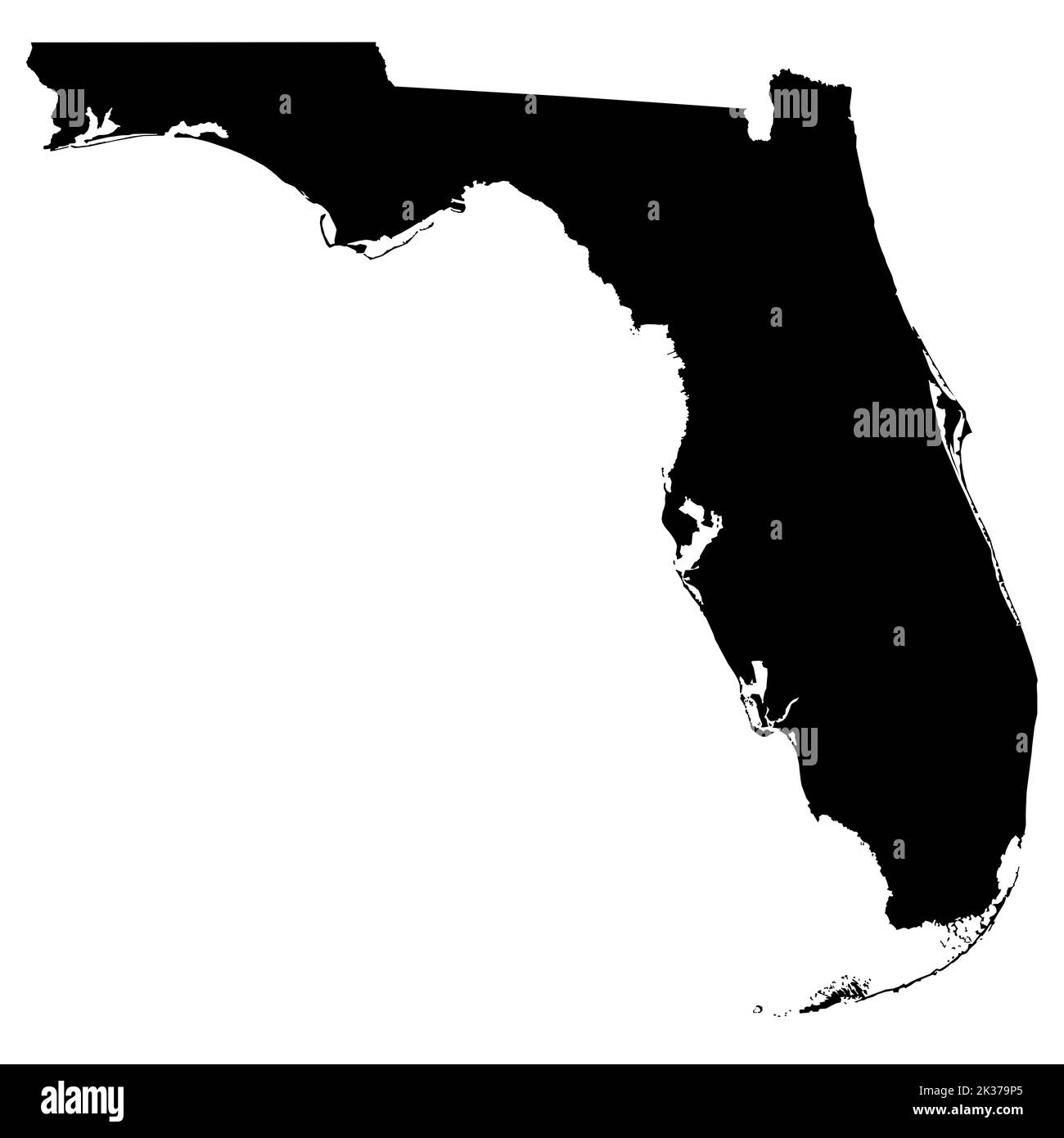 Illustrazione vettoriale della silhouette dello stato della Florida negli Stati Uniti d'America Foto Stock