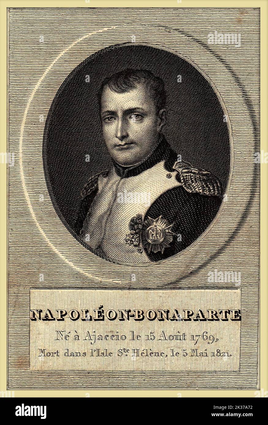Ritratto di Napoleone Bonaparte Agosto 1769 15th Aprile Isola di Sant'Elena 5th Maggio 1821. Foto Stock