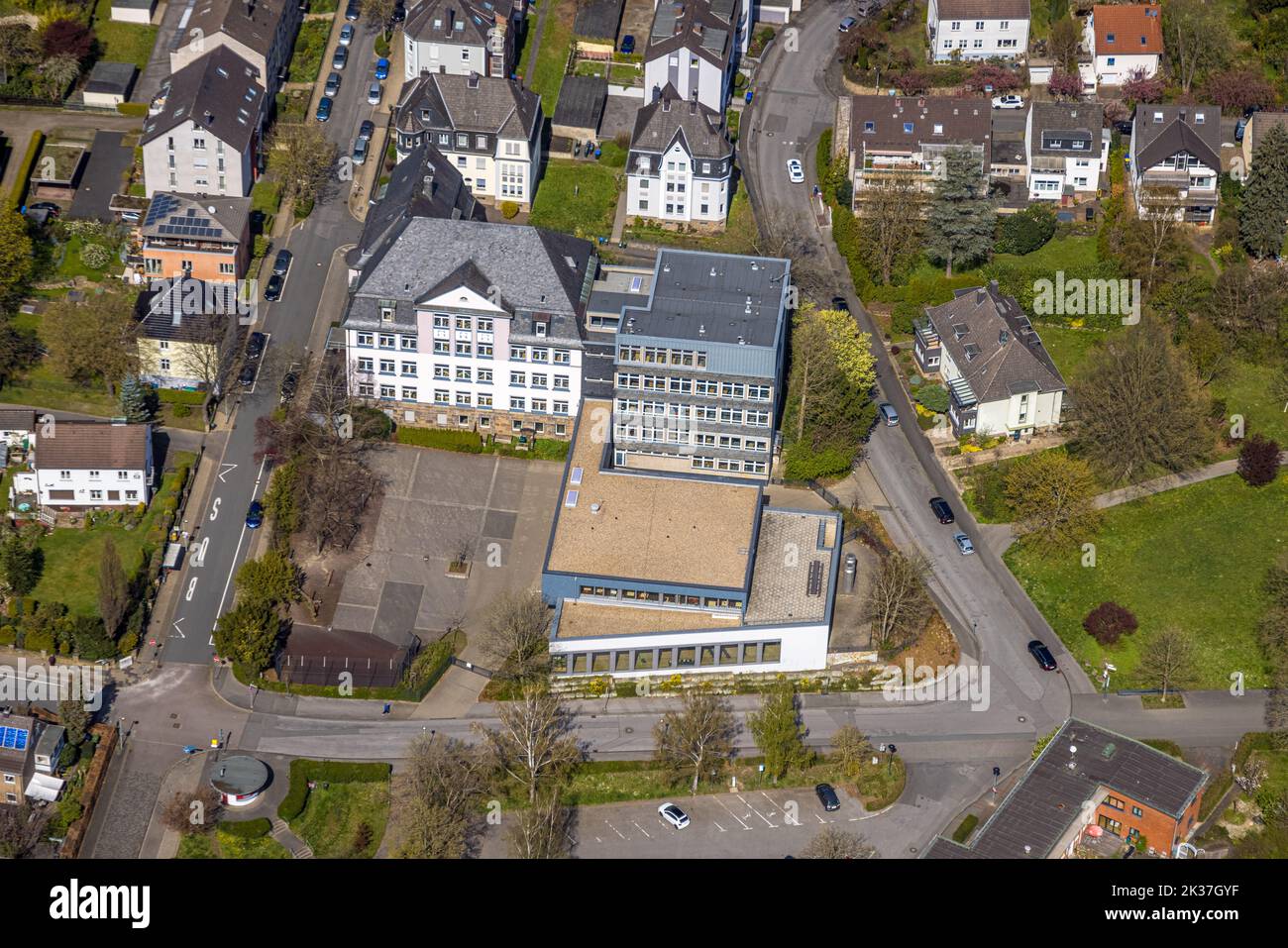 Veduta aerea, Städtische Sekundarschule am See, scuola secondaria, Wetter, zona della Ruhr, Renania settentrionale-Vestfalia, Germania, Istruzione, istituto educativo Foto Stock
