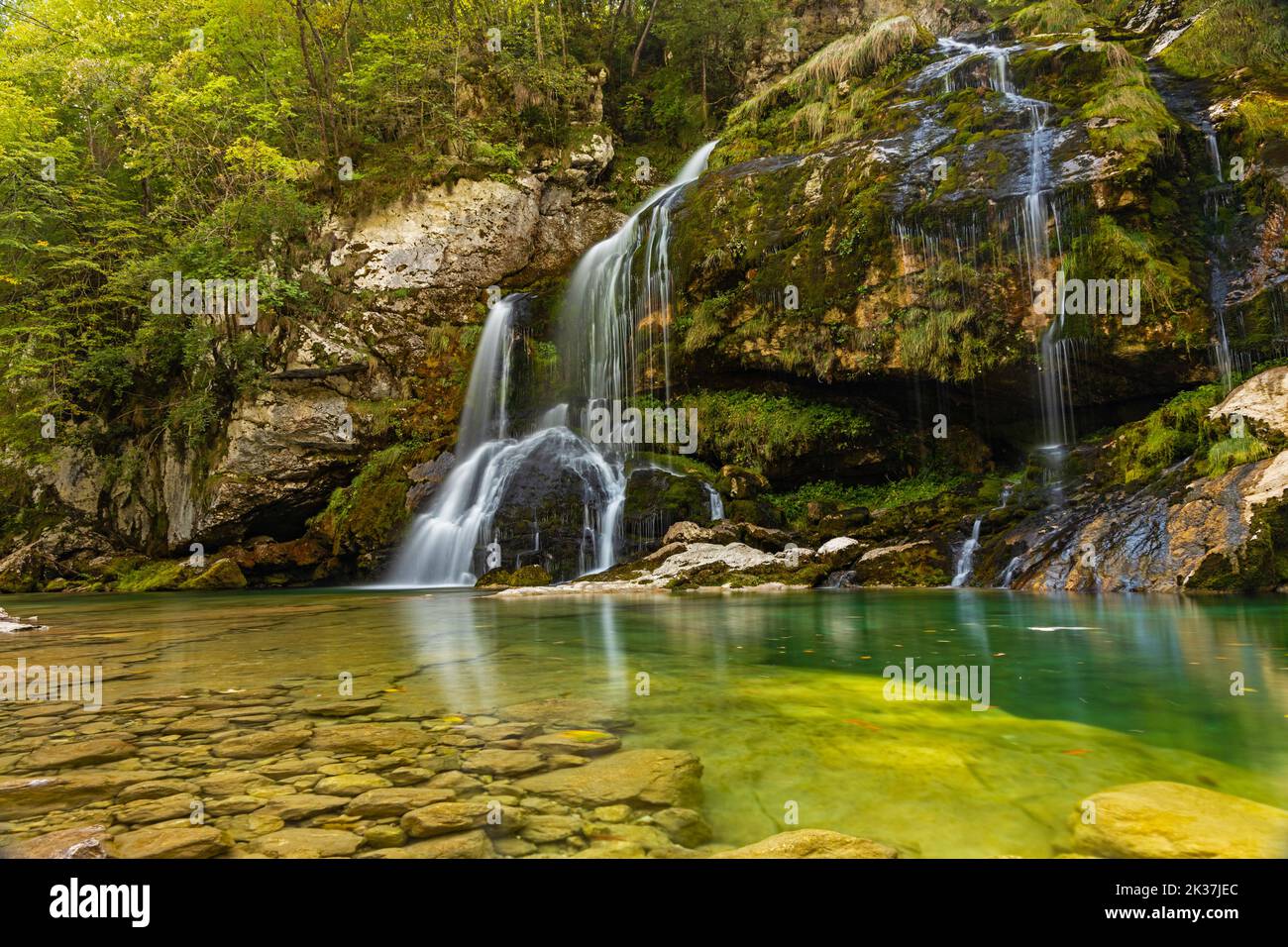 Cascate di Virje vicino a Bovec in Slovenia Foto Stock